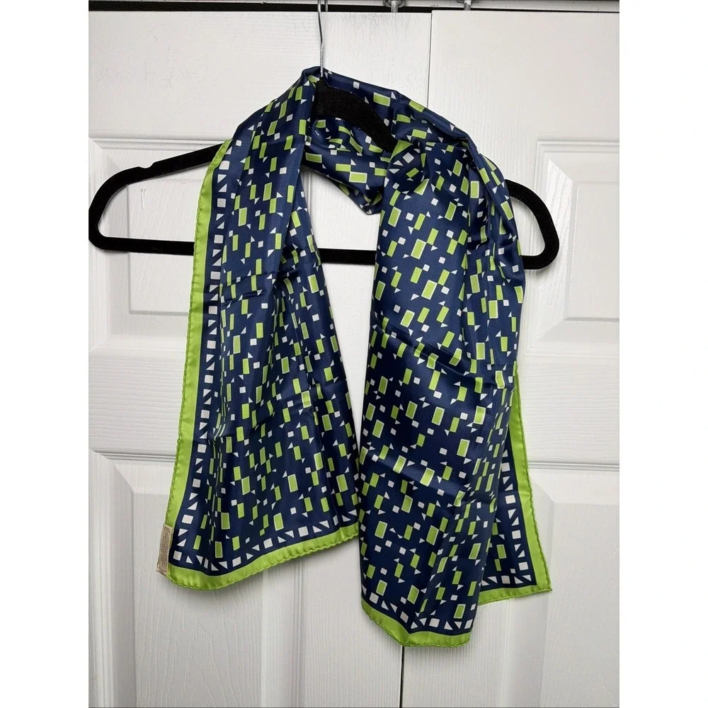 Lady‎ Heritage Geometric Print Scarf Womens Mod Japan Rolled Hem Retro